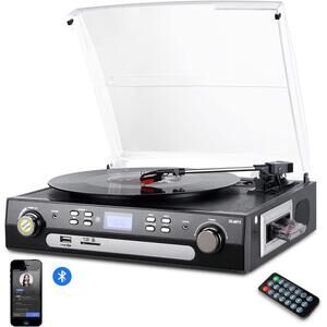 Vinyl/LP Turntable Record Player, with Bluetooth,AM&FM Radio, Cassette Tape, Aux